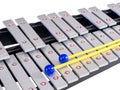 Xylophone with mallets on isolated white background