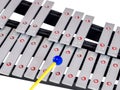 Xylophone with mallets on isolated white background