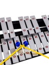 Xylophone with mallets on isolated white background