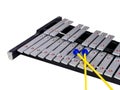 Xylophone with mallets on isolated white background