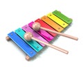 Xylophone with rainbow colored keys 3d illustration Royalty Free Stock Photo