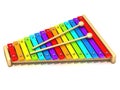 Xylophone with rainbow colored keys Royalty Free Stock Photo