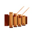 Xylophone and sticks percussion musical instrument isolated icon