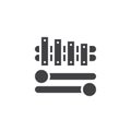 Xylophone with two drumsticks icon vector