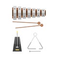 Xylophone and two mallets on hite background musical sound percussion instrument and fun rhythm melody object creative