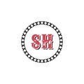 SH Creative Unique abstract modern geometric vector symbol font logo design