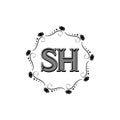 SH Creative Unique abstract modern geometric vector symbol font logo design