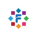 F Unique abstract modern geometric vector logo design