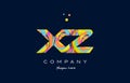 xz x z colorful alphabet letter logo icon template vector