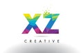 XZ X Z Colorful Letter Origami Triangles Design Vector.
