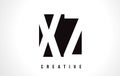 XZ X Z White Letter Logo Design with Black Square.