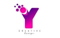 Y Dots Letter Logo with Purple Pink Bubbles Vector Illustration Royalty Free Stock Photo