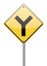 Y fork junction sign