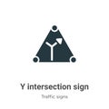 Y intersection sign vector icon on white background. Flat vector y intersection sign icon symbol sign from modern traffic signs