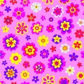 Vector y2k aesthetic barbiecore floral seamless pattern. Contemporary fun psychedelic daisies background. Trippy simple naive Royalty Free Stock Photo