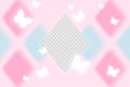 y2k aura aesthetic background. Pink blue white colors. Soft pastel girly graphic illustration with rhombus and Royalty Free Stock Photo