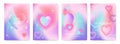 Y2k banner. Gradient pink love heart. Valentine shapes. Pastel elements. Space stars and flowers. Graphic aesthetic Royalty Free Stock Photo