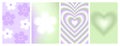 Y2k blurred gragient posters. Heart, daisy, flower in trendy 90s, 00s psychedelic style. Royalty Free Stock Photo