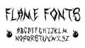 Y2K fire font. Liquid alphabet, flame black letters. typeface vector set 2000s style. Vecto 90s, 00s aesthetic trendy