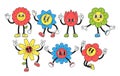 Y2k Flower Characters, Whimsical, Retro-inspired Floral Figures Embodying Vibrant Futuristic Aesthetics Of The Y2k Era