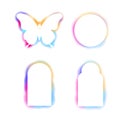 Y2k frame abstract arch, spectrum butterfly glow aura blur shapes, borders, rainbow spectrum shine color isolated on Royalty Free Stock Photo