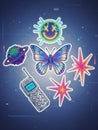 Y2K or Futurisme Retro stickers design Royalty Free Stock Photo