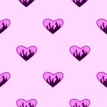 Y2k glamour pink seamless pattern. Backgrounds in trendy 2000s emo girl kawaii style. Flames in pink hearts. 90s, 00s Royalty Free Stock Photo