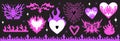 y2k gothic flame tattoo pink stickers. Retro psychedelic love art. , barbed wire, fire, butterfly, heart. Aesthetic