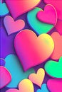 Y2K nostalgia pink hearts gradient wallpaper