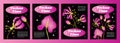 Y2k poster or cover design with bright pink flower Royalty Free Stock Photo
