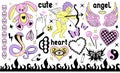 Y2k 2000s cute emo goth aesthetic stickers, tattoo art elements and slogan. Vintage pink and black gloomy set. Gothic Royalty Free Stock Photo