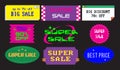 Y2k sale sticker pack. Cool trendy discount labels. Vector badges Royalty Free Stock Photo