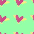 Y2K seamless pattern with flying hearts. Vector illustration