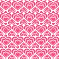 Y2k seamless pattern with hearts. Retro abstract groovy background. Pink funky vector wallpaper for Valentine day. Girly