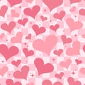 Y2k seamless pattern with hearts. Retro abstract groovy background. Pink funky vector wallpaper for Valentine day. Girly