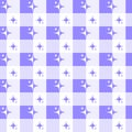 Y2k seamless pattern with sparkles. Geometric checkered vichy background with abstract stars. Vector bright purple Royalty Free Stock Photo