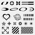 Y2K and street wear graphic elements for posters and streetwear fashion design vector set