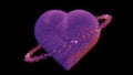 Y2K style fluffy purple and pink heart with metallic chains 3D 4K computer graphics