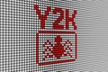 Y2K text scoreboard blurred background