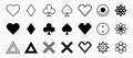 Y2K trendy shapes, card symbols, hearts, flowers, signs and symbols, millennial abstract elements, retro design Royalty Free Stock Photo