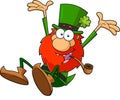 Happy Leprechaun Cartoon Character Jumping