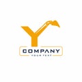 Y Letter Excavator Logo Design Vector Royalty Free Stock Photo