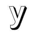 Y letter hand-drawn symbol. Vector illustration of a small English letter y. Hand-drawn black and white Roman alphabet letter y