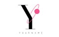 Y Letter Logo Design with a Round Pink Eclipse