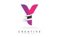 Y Letter Logo with Pink and Grey Colorblock Design and Creative Cut