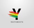 Y Letter Logo With Splatter and Rasta Color. Letter Y Reggae