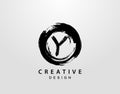 Y Logo With Circle Splatter Element. Vintage Circle Wave logo design template Royalty Free Stock Photo