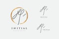 Y logo. Initials letter o in gold circle. Initial signature. Design fashion handwriting monogram. Handwritten identity name. Abstr