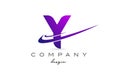 Y purple alphabet letter logo with double swoosh. Corporate creative template design for business and company Royalty Free Stock Photo