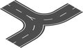 Y shaped highway intersection joining two roads, creating a fork in the road, symbolizing a choice of path or direction